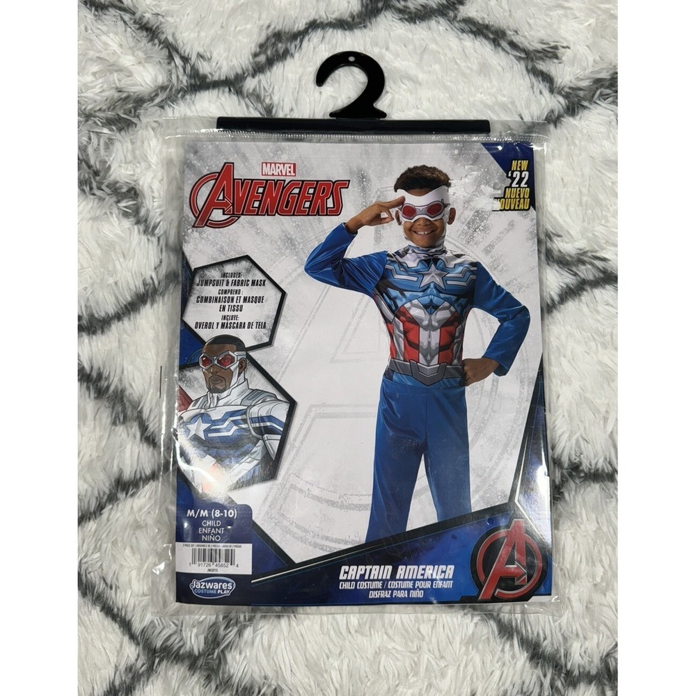 MARVEL Avengers‎ Captain America Falcon Jumpsuit Mask Costume Child M (8-10) NEW